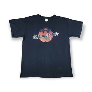 Keya‎ Ft. Lauderdale Short Sleeve Crew Neck Graphic Black T Shirt Size Medium